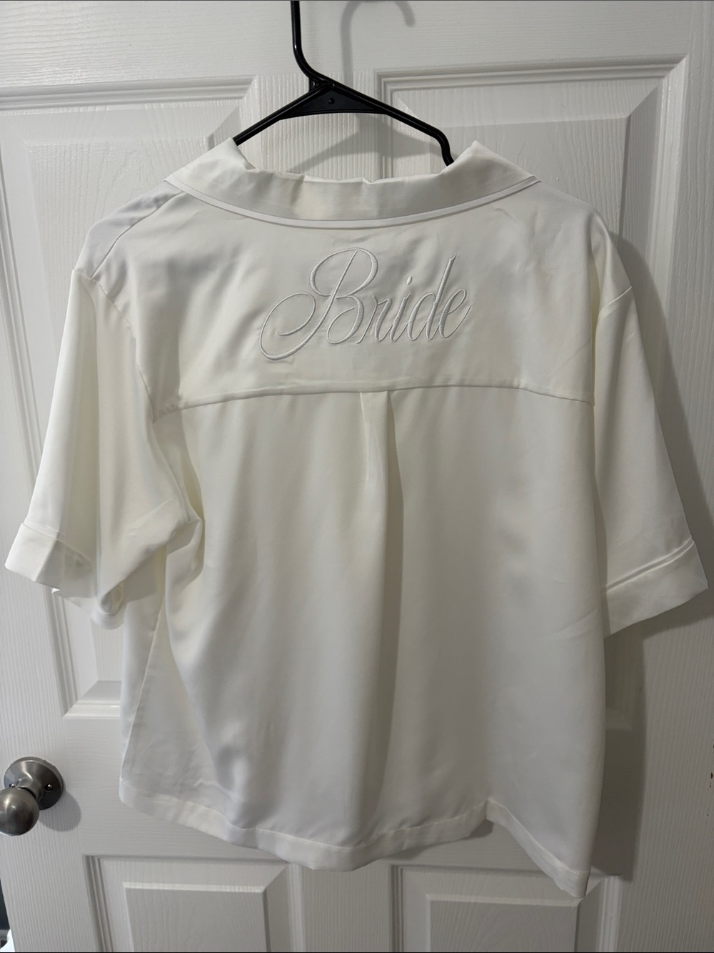 Anthropologie Flora Nikrooz White Satin 'Bride' Button-Down Short Sleeve / short